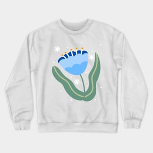 Blue Flower Crewneck Sweatshirt